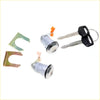 Chrome-finished car door lock cylinder set with black key fob keys and orange retainers for toyota hilux 1972-1978
