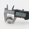 Shiny chrome cylindrical door lock cylinder being measured with digital caliper for toyota hilux 2nd gen 1972-1978