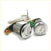 Two chrome door lock cylinders with green and orange clips plus keys for mitsubishi triton l020 dodge ram 50 forte
