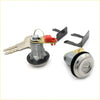 Chrome finished door lock cylinder with matching key and black rubber gasket for mazda rx4 929 luce coupe 1973-1986