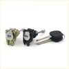 Two car door lock cylinders gold and black with silver keyholes and matching keys for toyota hilux 2005-2015