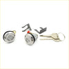 Shiny chrome finished door locks x2 with matching keys and brackets for ford telstar capri econovan 1977-1987
