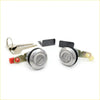 Pair of chrome-finished door lock cylinders with keys and plates for ford telstar capri econovan 1977-1994