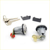 Silver door lock cylinders with matching keys and black plastic trim for ford telstar capri econovan 1977-1994
