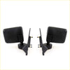 Black plastic door mirror x2 with rectangular curved glass and mounting brackets for mitsubishi l200 triton dodge ram 50