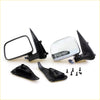 Black and chrome door mirror with integrated led turn signal for toyota hilux 1997-2005 shown from the back side