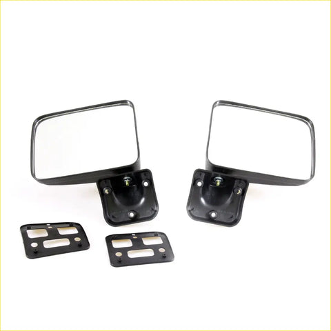 Black rectangular door mirrors with mounting brackets and hardware for mitsubishi l200 warrior strada g cab 1996-2006