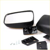 Black plastic side-view door mirror with rectangular reflective surface and mounting hardware for mazda b-series 86-93