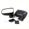 Black plastic side-view mirror assembly with mounting brackets for mazda b-series 1986-1993 seen from back side