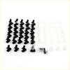 Black and translucent plastic door panel clip set for Mazda 808 RX2 RX3 RX4 1968-1985 arranged in rows