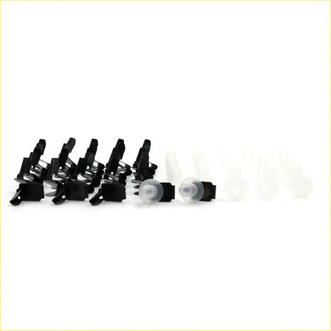 Black plastic door panel clip set with clear suction cup attachments for toyota hilux ute ln50-ln101