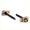 Black and brass-colored metallic door stopper latch assemblies for Toyota Hilux 4WD 4Runner 1988-1997 shown from back side
