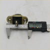Brass-colored metal door stopper hinge with black plastic insert and two mounting holes for Toyota Hilux LN140-LN170 1997-2005