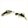 Pair of brass-colored metal door stopper brackets with black rubber straps for toyota hilux 1997-2005