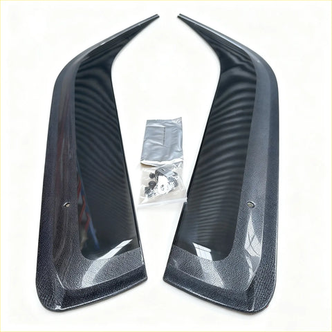 Black carbon fiber style glossy door visors for toyota hiace with textured surface aftermarket weather shields