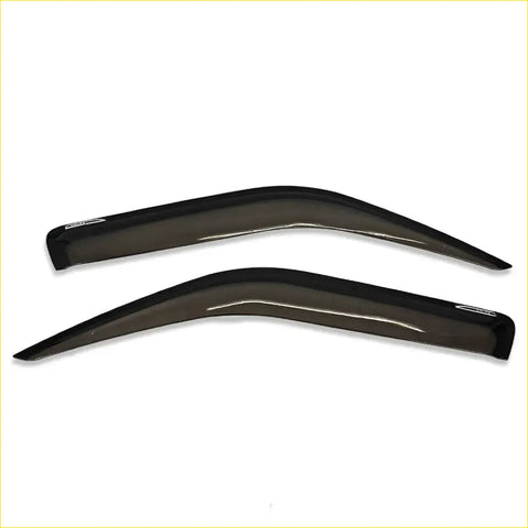 Black sleek curved door visors with glossy finish and white accents for toyota hiace 2005-2019 weather shields