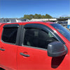 Black plastic door visors window monsoons weather shields installed on red ranger pj pk pickup truck