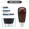 Brown and black leather wrapped manual 5 speed gear shift knob with silver base for toyota land cruiser 2008 2021