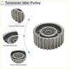 Metallic gray drive belt idler pulley with smooth belt surface for toyota land cruiser 1985-2010 durable construction