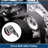 Drive belt idler pulley for toyota solara 1999-2001 silver metal with red ring and black rubberized housing close-up