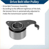 Black metal drive belt idler pulley with cylindrical body and triangular mounting plate for toyota solara 1999-2001
