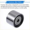 Silver metallic drive belt idler pulley with integrated bearing for Toyota Tacoma 1995-2004 replacement part