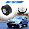 Black rubber-coated drive belt idler pulley with metallic threaded shaft and bearing for Toyota Tacoma 2005-2022