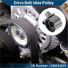 Silver metallic drive belt idler pulley with cylindrical body and bracket for toyota tundra 2000-2004 close-up