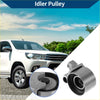 Metallic gray drive belt idler pulley with cylindrical body and bearing housing for toyota tundra 2000-2004