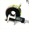 Measuring a black rubber drive shaft center support bearing with greenish-golden metal casing for toyota hilux 79-83