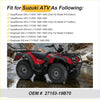Red and black suzuki king quad atv with rugged tires and rear cargo rack showcasing universal drive shaft boot