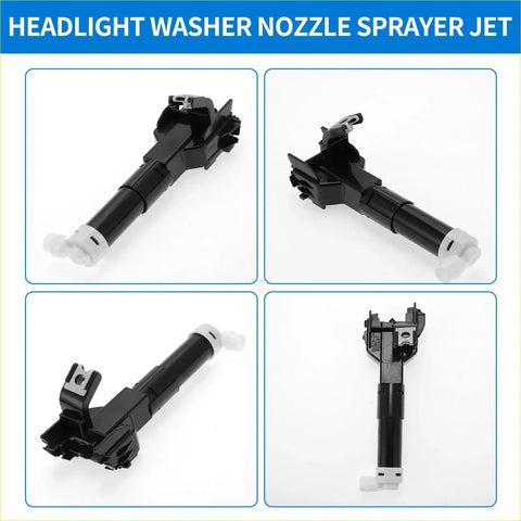 Driver side headlight washer nozzle sprayer jet made of black plastic with white caps for toyota prius xw30 2009-2015