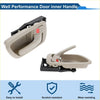 Beige plastic driver side interior door handle for Toyota Avalon 2000-2004 with black bracket and red release button back view