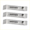 Three silver metal brackets with central slots and rounded fasteners for dodge ram 1500 2500 3500 mirror backing plate
