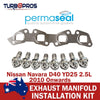 Nissan Navara D40 2.5L Permaseal Exhaust Manifold Titanium Stud&Gasket Kit