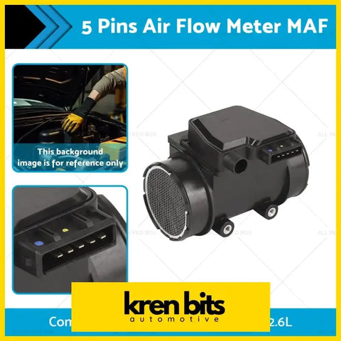 Black plastic 5-pin air flow meter maf sensor with meshed intake end and connector for ford pc pd courier models