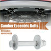 Silver metallic camber eccentric bolts with threaded shaft and flanged ends for toyota tundra suspension system