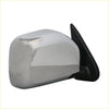 Electric door mirror for toyota hilux 4wd 1997-2005 with chrome finish and black plastic mounting base shown from the back