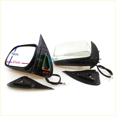 Black plastic electric door mirror assembly with clear glass lens and wiring for toyota hilux kun26 sr5 2005-2012