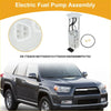 White electric fuel pump assembly with black wiring and metal part for 2010-2019 toyota 4runner 4.0l shown by dark gray suv