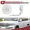 White electric fuel pump assembly with cylindrical body and black wiring harnesses for Toyota Land Cruiser 2016-2021