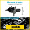 Black and gray electronic actuator stepper motor with cylindrical body and brackets for toyota hilux n70