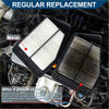 Black plastic air filter housing with white pleated paper element and used darkened filter for toyota 4runner 4.0l