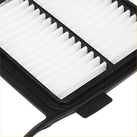 White pleated engine air filter with black plastic frame for Toyota Prius 2004-2008 shown from front side