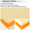 Orange-framed engine cabin air filter with pleated off-white medium for high-efficiency dust capture in toyota prius combo set