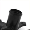 Black plastic engine coolant filler neck assembly with cylindrical hose fitting and bracket for toyota echo 2000-2005