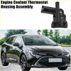 Black plastic engine coolant thermostat housing for toyota prius 2010-2015 with t-shaped design and mounting flange