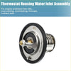 Silver engine coolant thermostat housing for Toyota Tacoma Previa T100 with black rubber seal and brass parts
