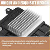 Silver aluminum heat sink with black plastic housing and fins for efficient engine cooling fan control module on 4wd ute