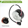 Black and silver engine cooling fan motor for toyota sienna 2011-2016 with red white wiring and black connector backside view